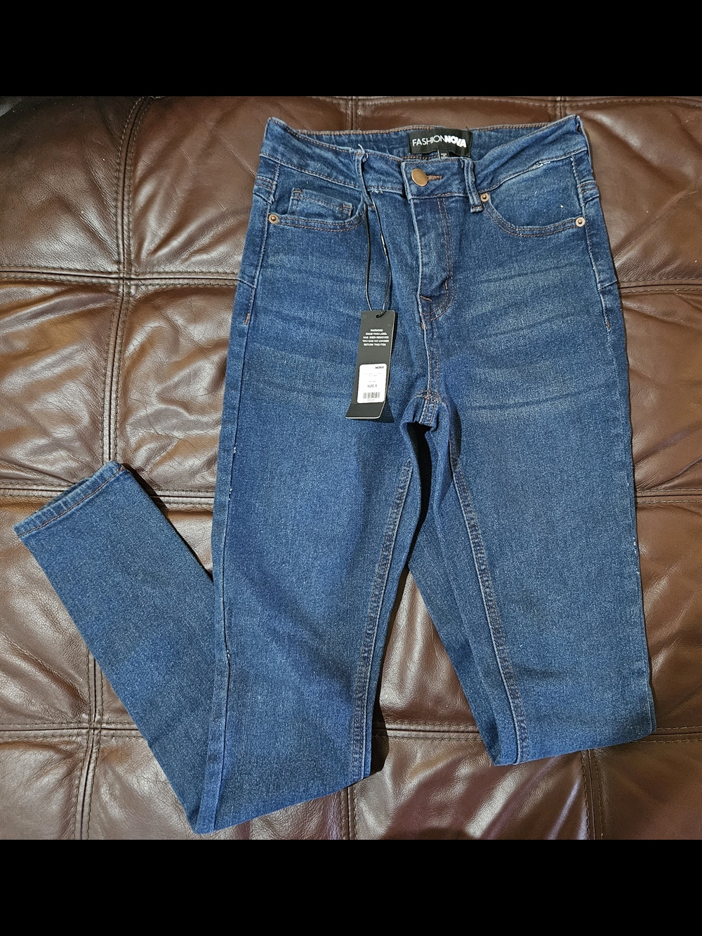 Fashion Nova Dark Blue Skinny Jeans - High Waist